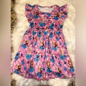 Girls Pink Anna and Elsa Frozen Dress
